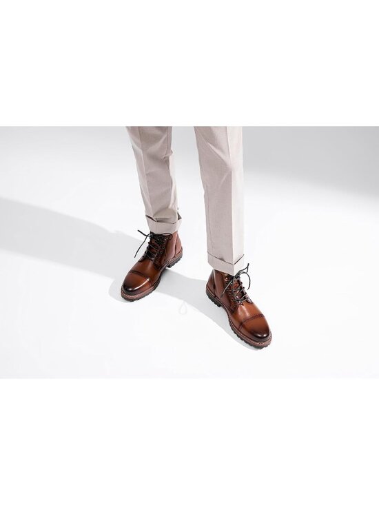 Men\'s Brown 1 Boots Premium Leather Cap Toe Casual Boots Chukka Dress Boots main image 4